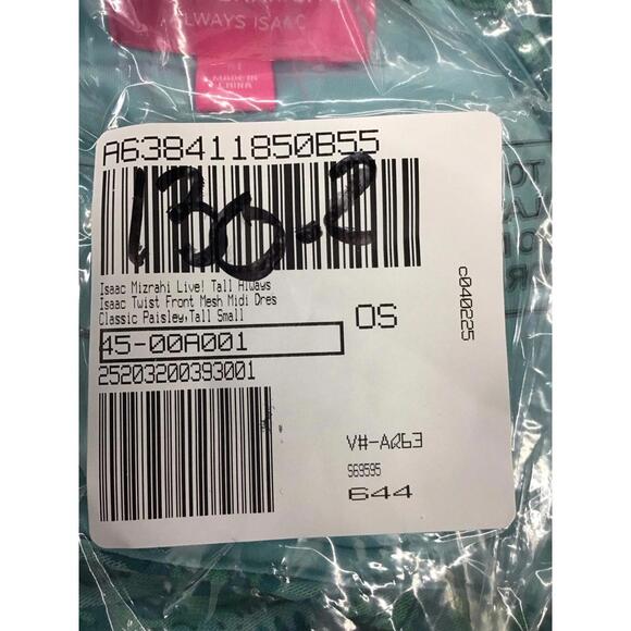 Isaac mizrahi live, twist front mesh midi dress tall small classic paisley new - Picture 4 of 4